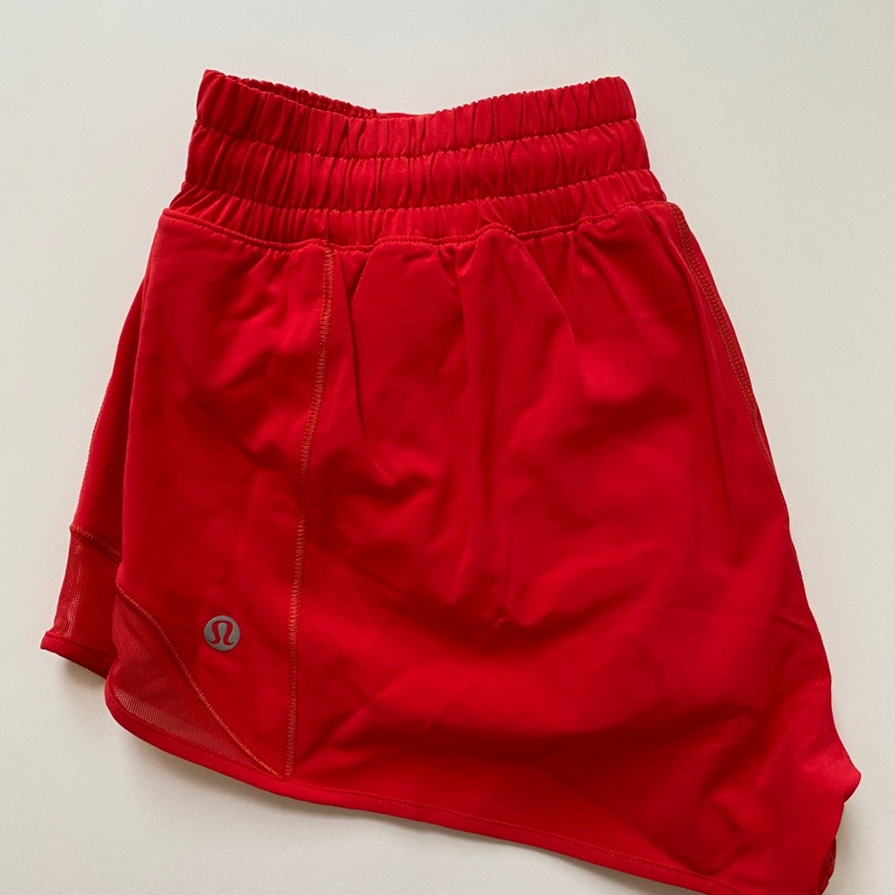 BRAND NEW Lululemon Carnation Red Hotty Hot Shorts